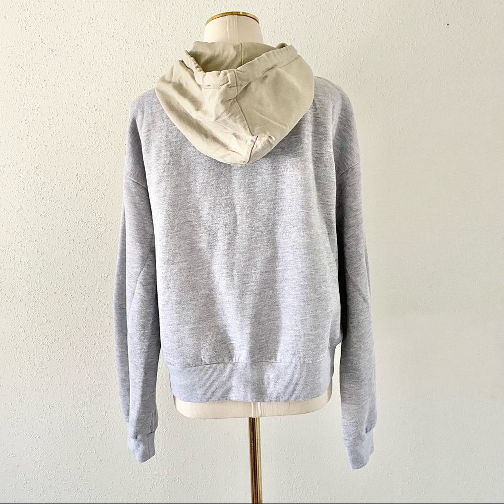 ZARA Women's Size Small Grey Contrast Hoodie Pullover Sweatshirt Cropped Boxy S - Picture 5 of 10